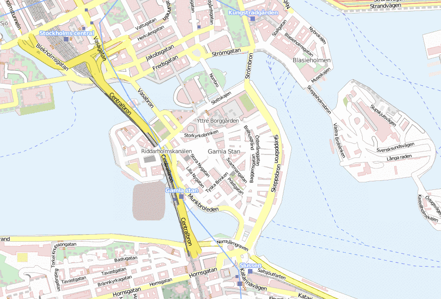 Gamla Stan Stadtplan mit Satellitenbild und Hotels von Stockholm