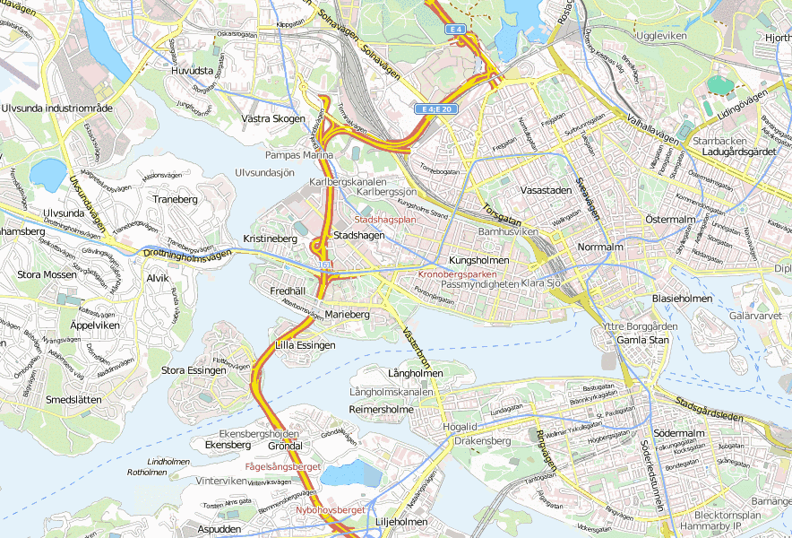 Kungsholmen Stadtplan mit Luftbild und Unterkünften von Stockholm